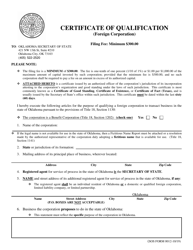 SOS Form 0012 Certificate of Qualification (Foreign Corporation) - Oklahoma, Page 3
