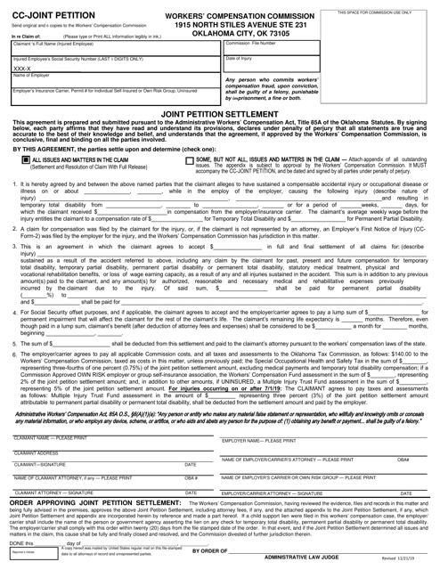 Form CC-JOINT PETITION  Printable Pdf