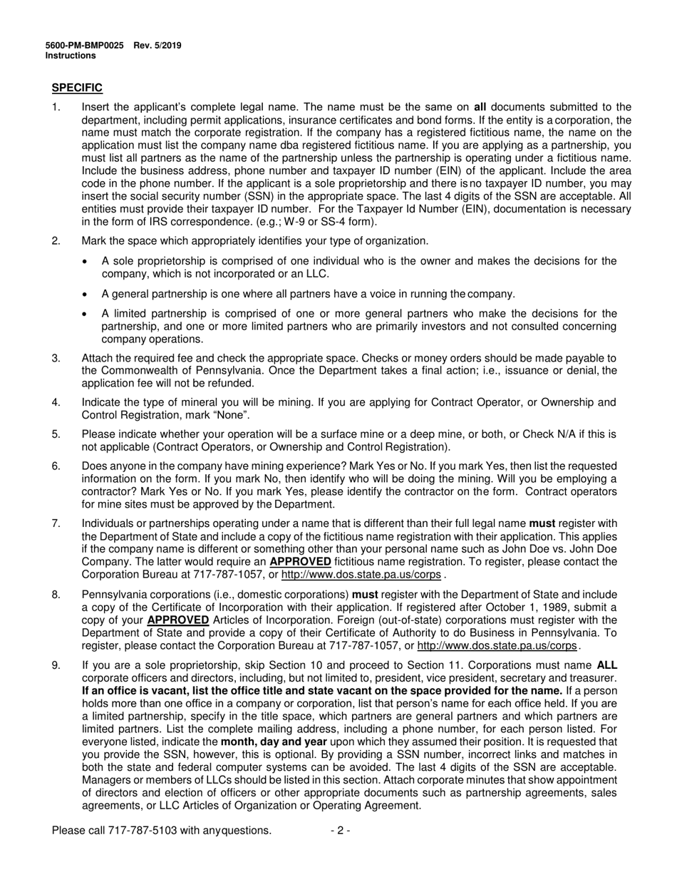 Download Instructions for Form 5600-PM-BMP0025 Mining License, Contract ...