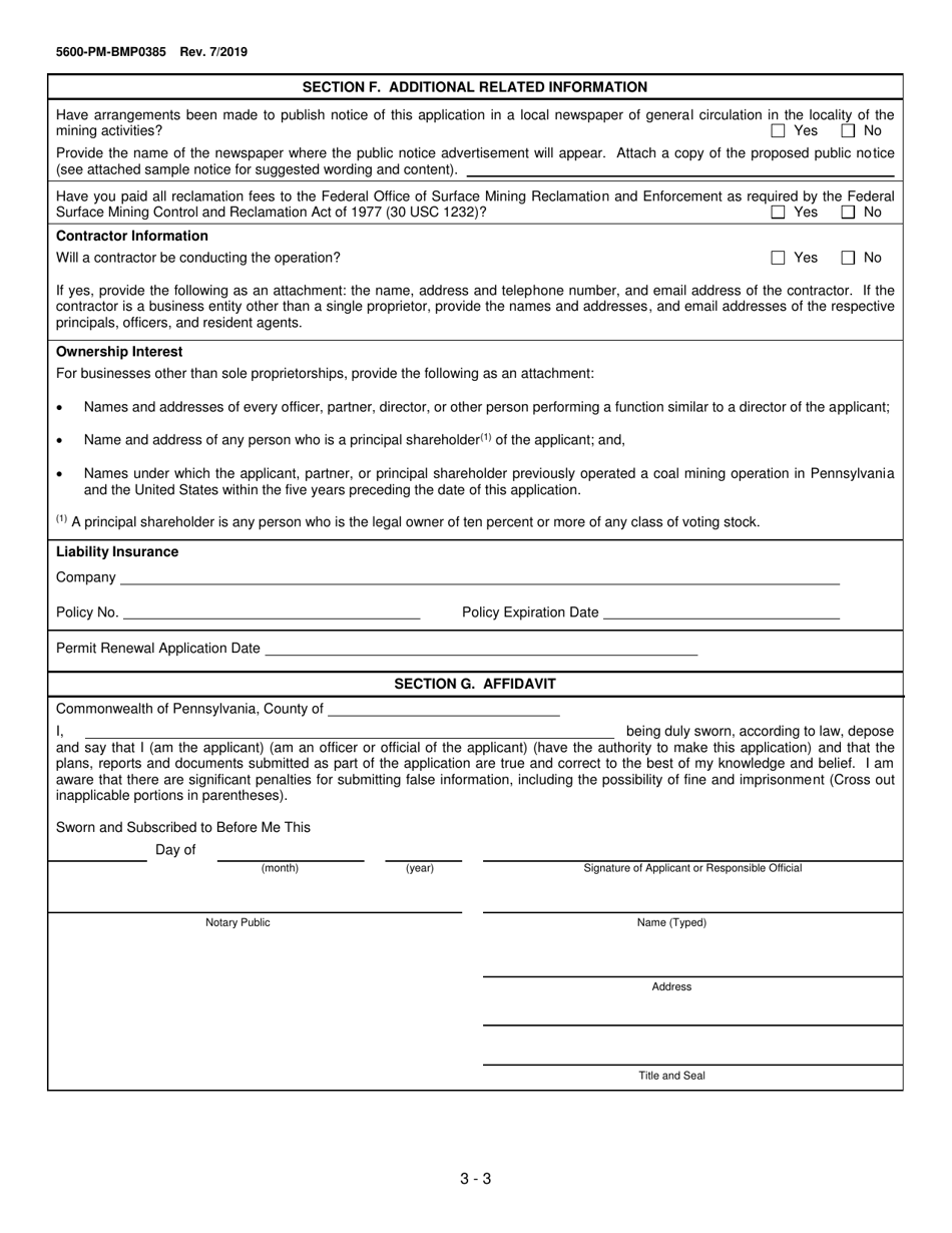 Form 5600-PM-BMP0385 Renewal Application Coal Mining Activity Permit - Pennsylvania, Page 6