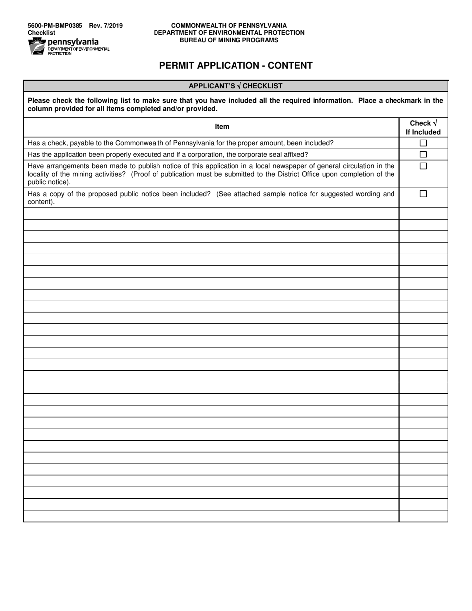 Form 5600-PM-BMP0385 Renewal Application Coal Mining Activity Permit - Pennsylvania, Page 7