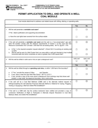 Form 8000-PM-OOGM0001C Permit Application to Drill and Operate a Well Coal Module - Pennsylvania