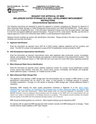 Document preview: Instructions for Form 8000-FM-OOGM0142U Request for Approval of Mine Influenced Water Storage in a Well Development Impoundment (Unconventional Operations Only) - Pennsylvania
