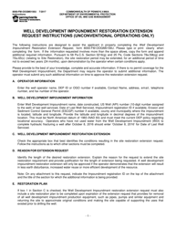 Instructions for Form 8000-FM-OOGM0156U Well Development Impoundment Restoration Extension Request (Unconventional Operations Only) - Pennsylvania