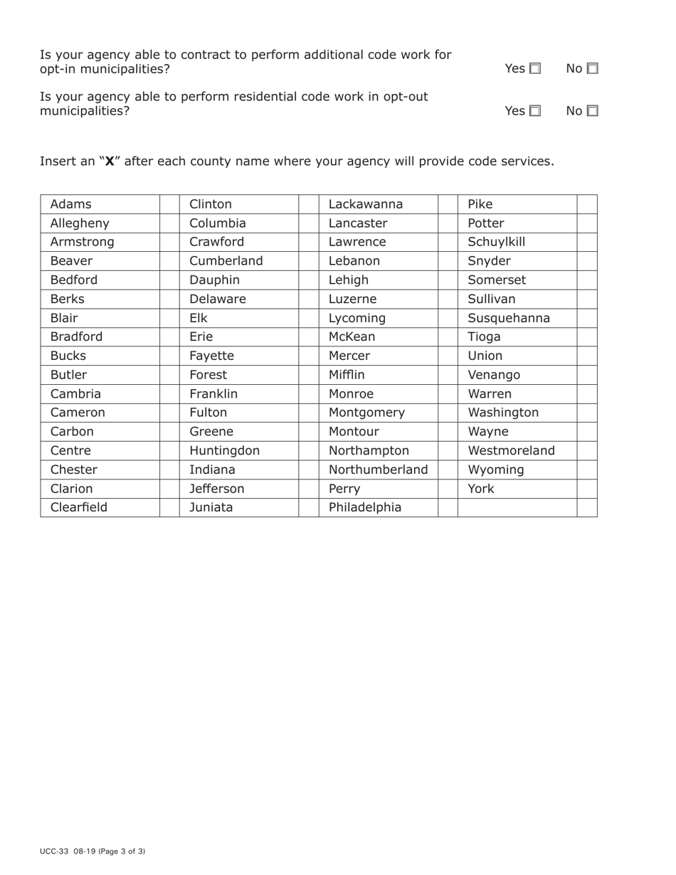 Form UCC-33 Uniform Construction Code Third Party Agency Website Listing Information (Buildings) - Pennsylvania, Page 3