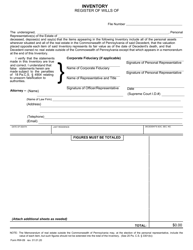 Document preview: Form RW-09 Inventory - Pennsylvania