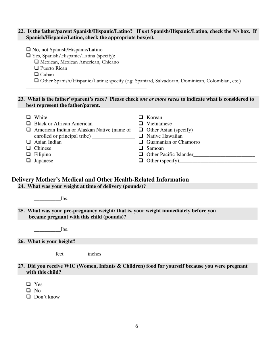 Mothers Worksheet for Childs Birth Certificate - Rhode Island, Page 6