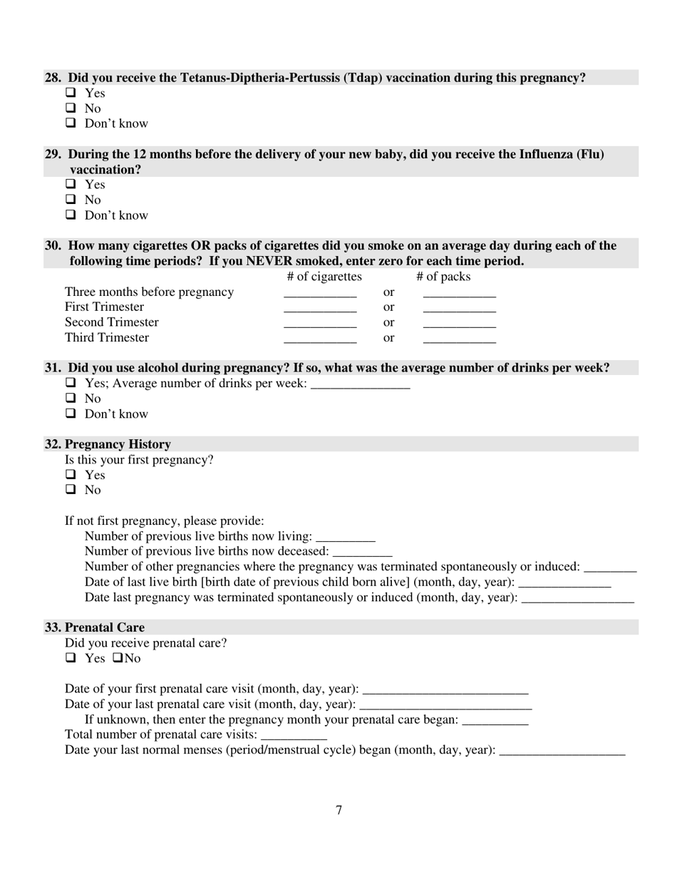 Mothers Worksheet for Childs Birth Certificate - Rhode Island, Page 7