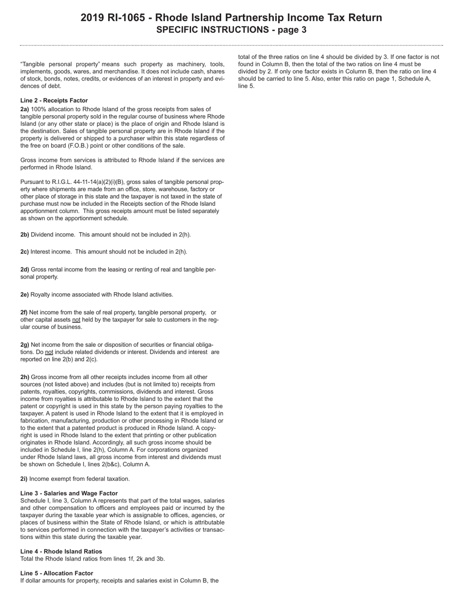Instructions for Form RI-1065 Partnership Income Return - Rhode Island, Page 3