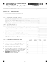 Form RI-2220 &quot;Underpayment of Estimated Tax by Corporate Filers&quot; - Rhode Island, 2019