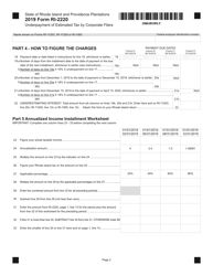 Form RI-2220 Underpayment of Estimated Tax by Corporate Filers - Rhode Island, Page 2