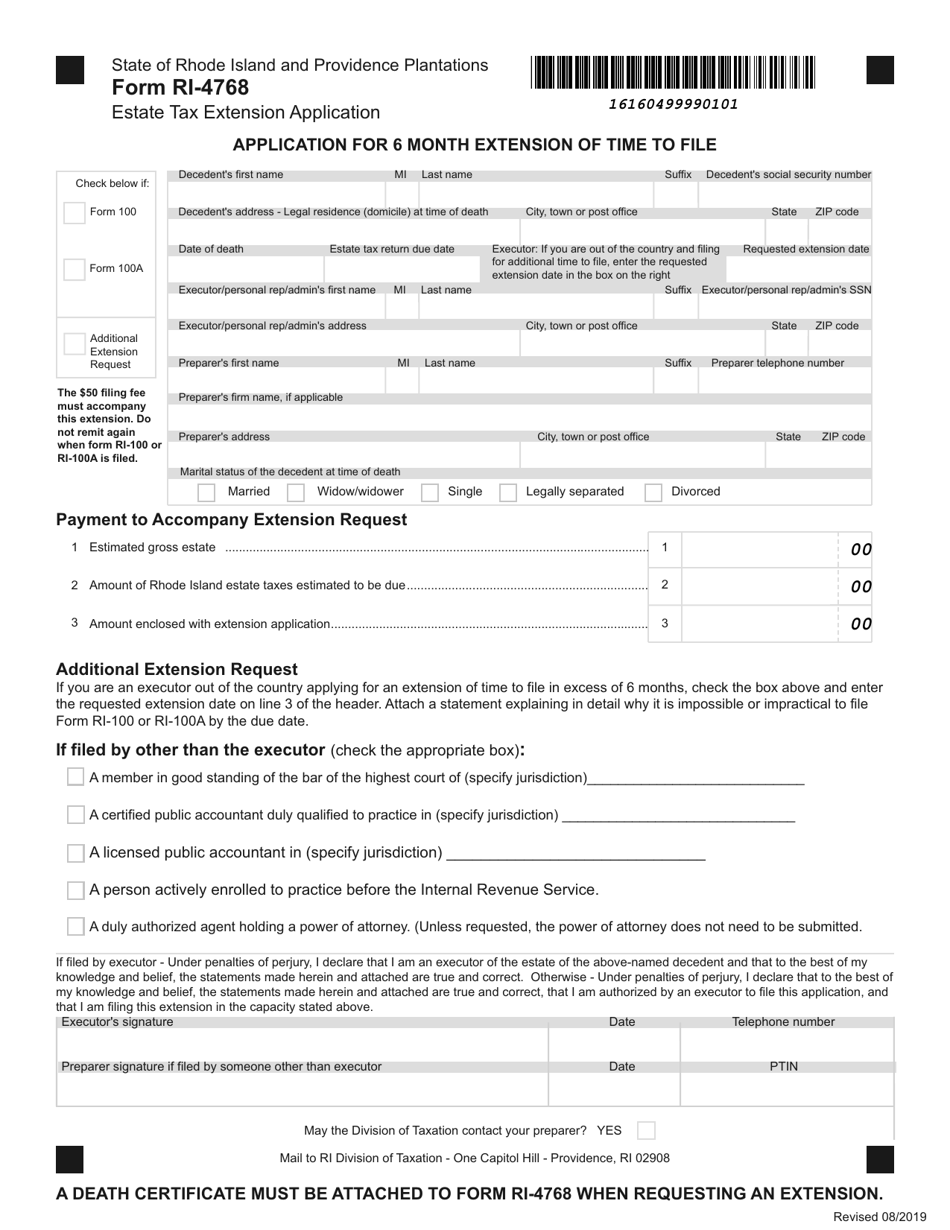 rhode island tax extension form Colororient