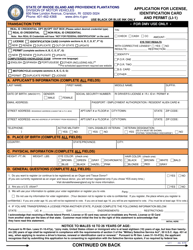 Document preview: Form LI-1 Application for License, Identification Card and Permit - Rhode Island
