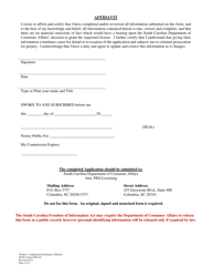SCDCA Form PEO-09 &quot;Workers' Compensation Affidavit of Insurance&quot; - South Carolina, Page 2