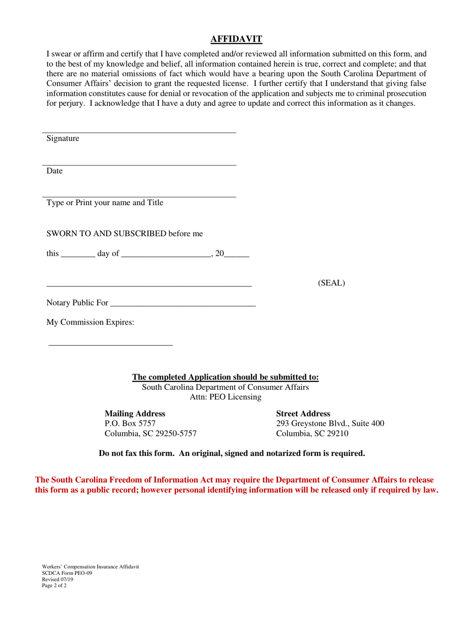 Scdca Form Peo 09 Fill Out Sign Online And Download Printable Pdf