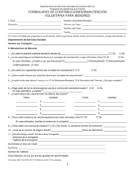 Document preview: DSS Formulario 1216 SPA Formulario De Contribuciones/Manutencion Voluntaria Para Menores - South Carolina (Spanish)