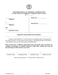 Form LB-1098 Request for Scheduling Hearing - Tennessee