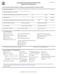 Document preview: Form RV-F1300501 Application for Registration - Tennessee