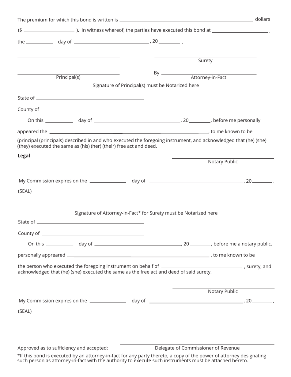 Tennessee Tax Bond - Fill Out, Sign Online and Download PDF ...