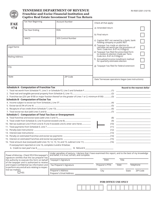 Form FAE174 (RV-R0012001)  Printable Pdf