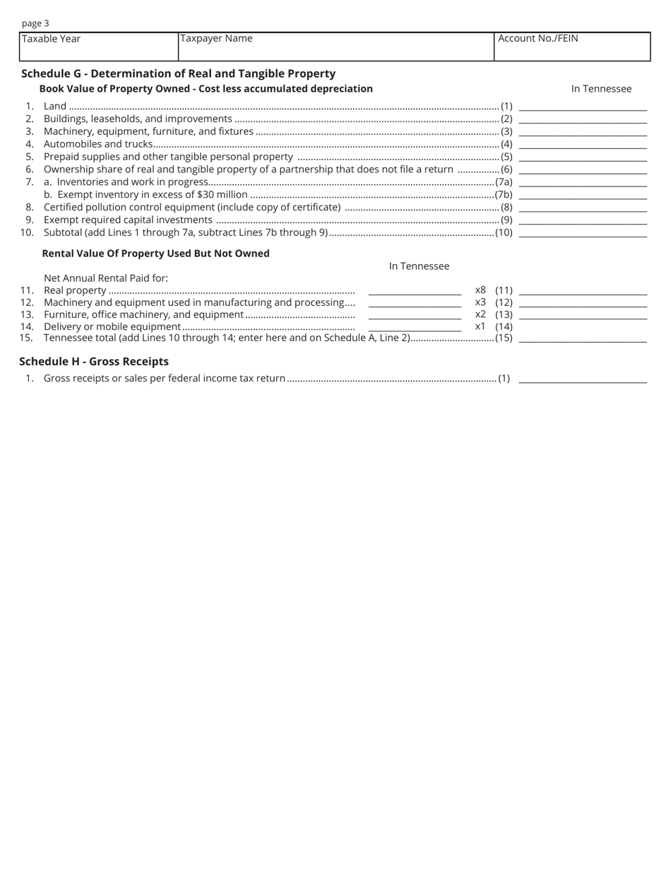 Form FAE174 (RV-R0012001) Franchise and Excise Financial Institution and Captive Real Estate Investment Trust Tax Return - Tennessee, Page 3