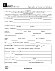 Form CS-0319 Application for Service as a Volunteer - Tennessee