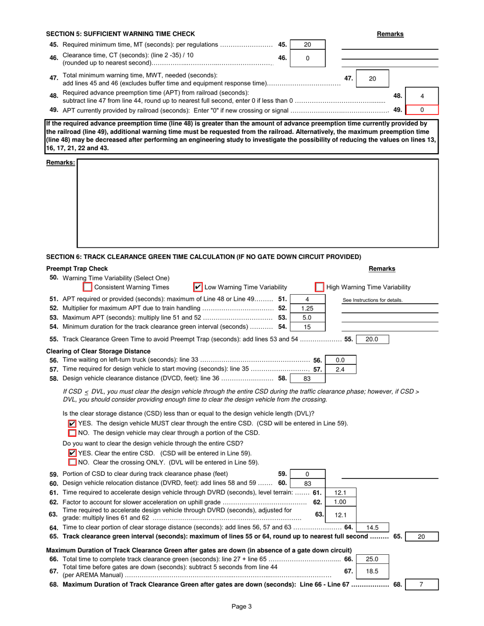 Form 2304 Guide for Determining Time Requirements for Traffic Signal Preemption at Highway-Rail Grade Crossings - Texas, Page 3