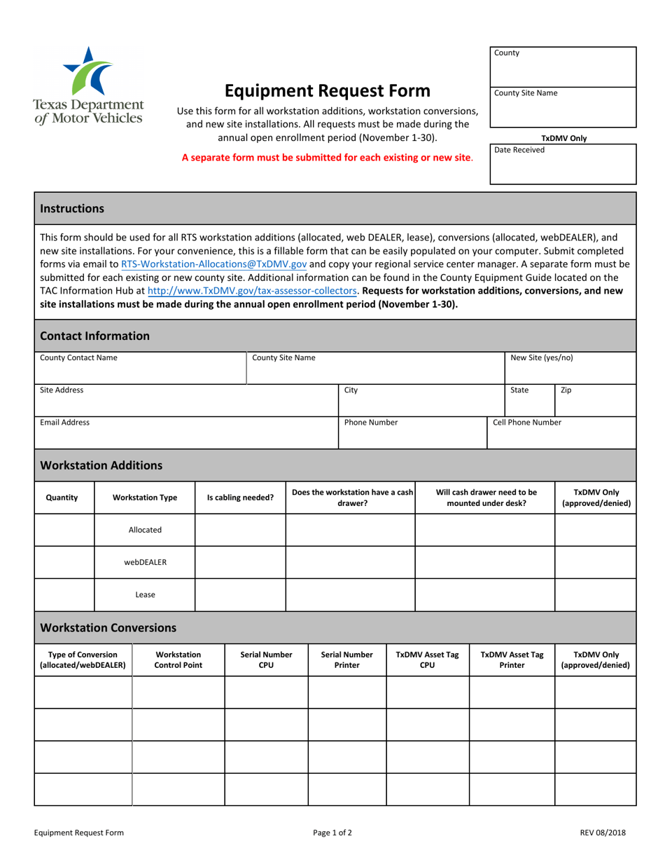 Texas Equipment Request Form Fill Out Sign Online and Download PDF