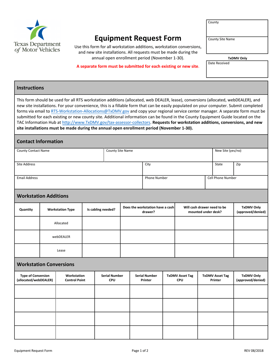 Texas Equipment Request Form Fill Out Sign Online And Download PDF 