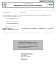 Document preview: Form TC-750 Application for Motor Vehicle 96 Hour Permits - Utah