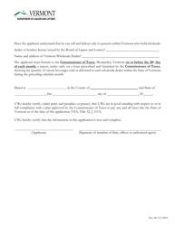 Application for Certificate of Approval for Manufacturer or Distributor to Sell Vinous Beverages - Vermont, Page 2