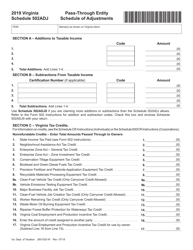 Schedule 502ADJ Pass-Through Entity Schedule of Adjustments - Virginia