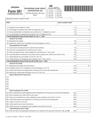 Document preview: Form 301 Enterprise Zone Credit Corporation Tax - Virginia