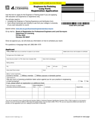 Form ENLS-651-019 Engineer-In-training Long Form Registration Application - Washington