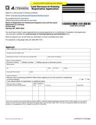 Document preview: Form ENLS-651-084 Land Surveyor-In-training Registration Application - Washington