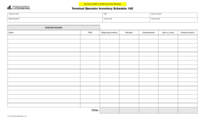 Document preview: Form FT-441-861 Schedule 15C Terminal Operator Inventory Schedule - Washington