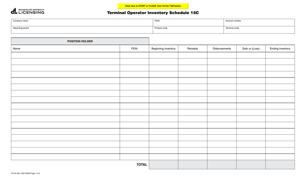 Form FT-441-861 Schedule 15C  Printable Pdf