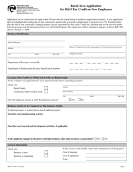 Form REV41 0077 Rural Area Applicationfor B&amp;o Tax Credit on New Employees - Washington