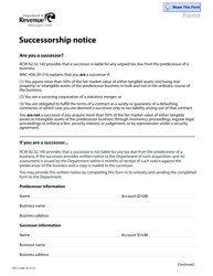 Form REV27 0006 Successorship Notice Form - Washington