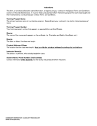 DSHS Form 02-692 Community Instructor Class List Tracking Log - Washington, Page 2