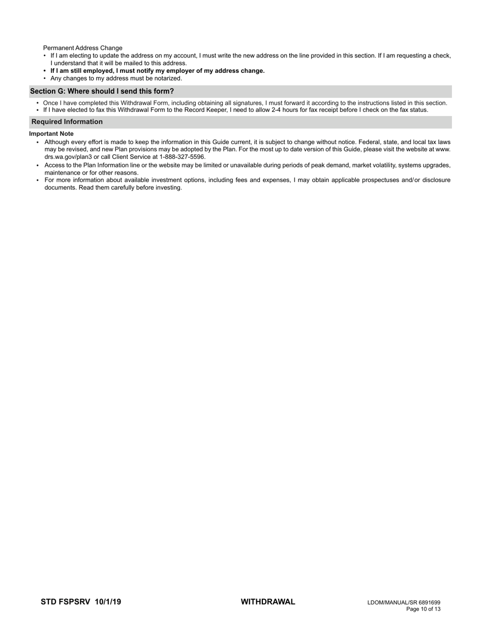 Plan 3 Member Withdrawal 401(A) Plan - Washington, Page 10