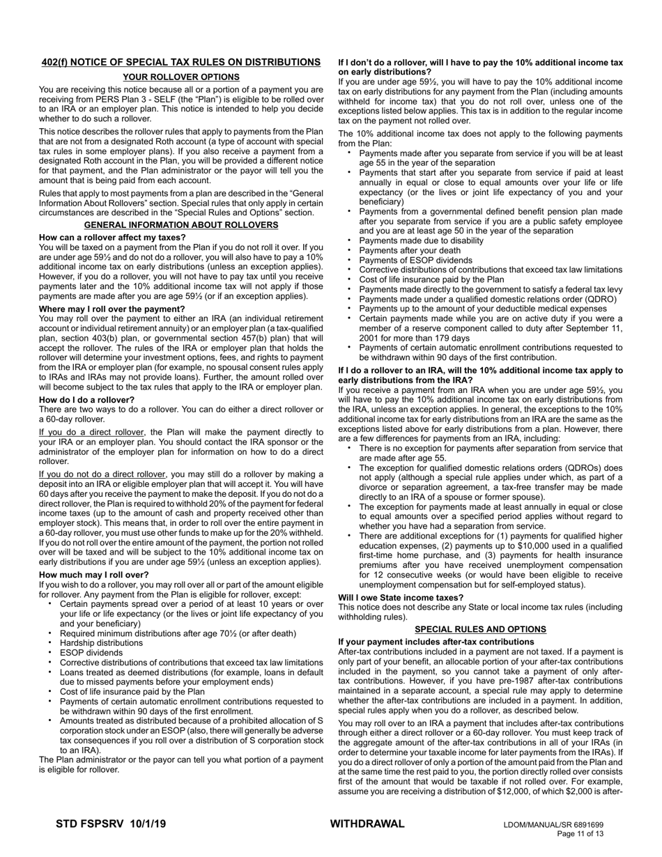 Plan 3 Member Withdrawal 401(A) Plan - Washington, Page 11