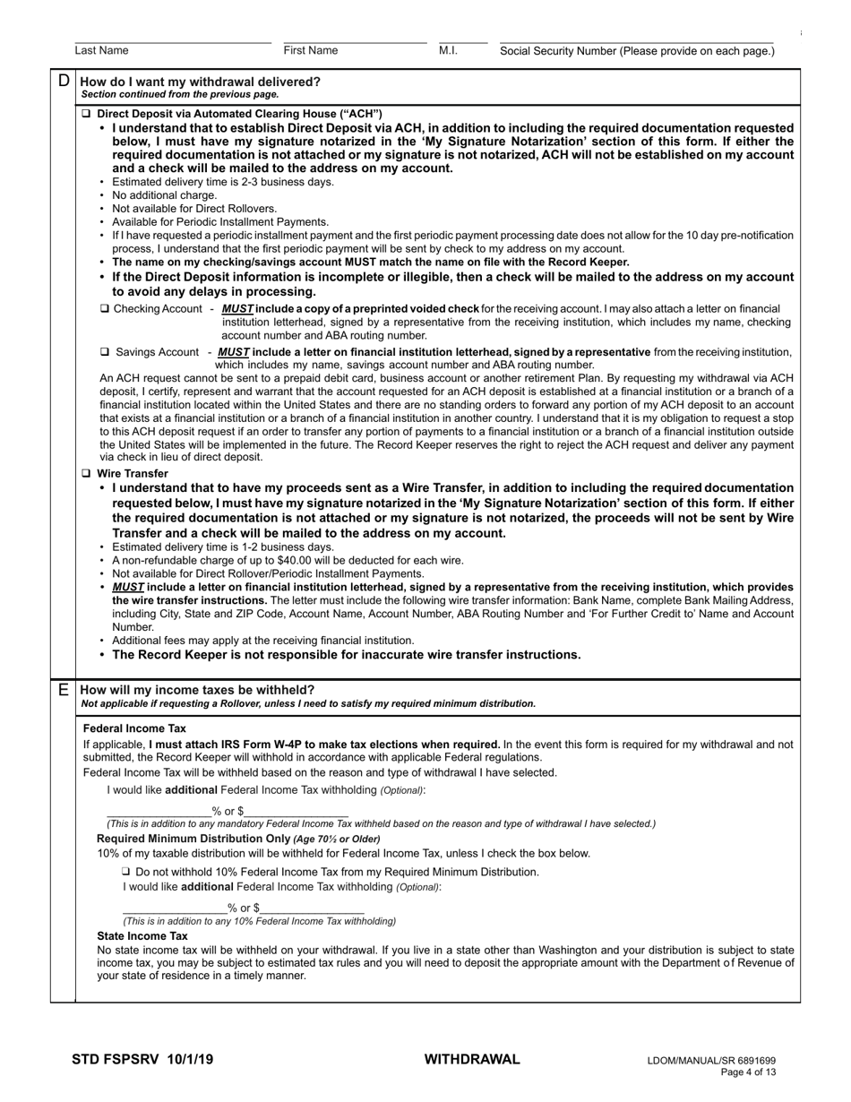 Plan 3 Member Withdrawal 401(A) Plan - Washington, Page 4