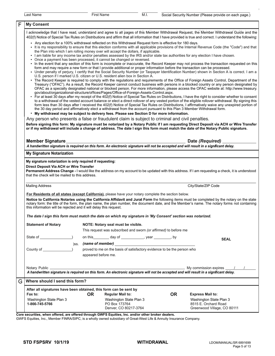 Plan 3 Member Withdrawal 401(A) Plan - Washington, Page 5