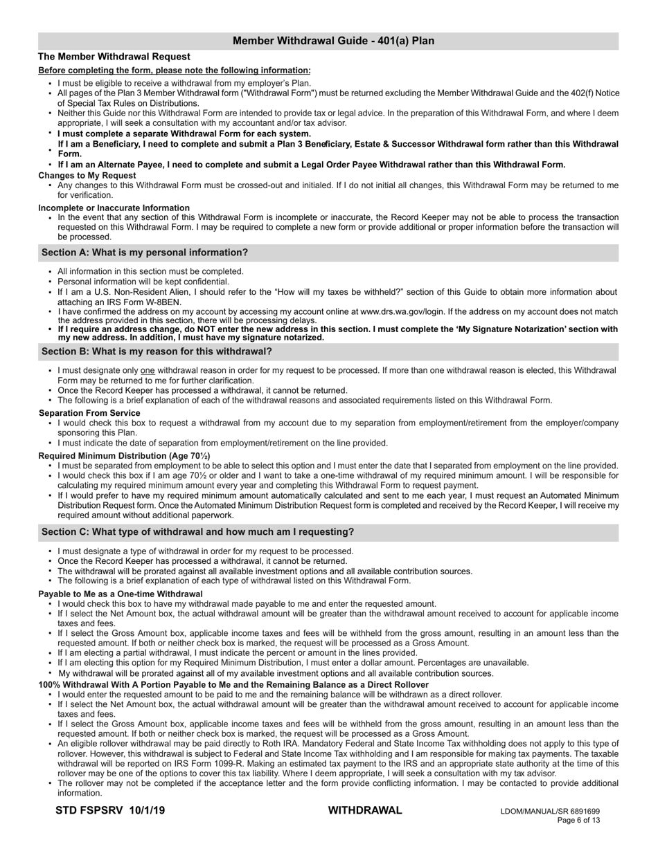 Plan 3 Member Withdrawal 401(A) Plan - Washington, Page 6