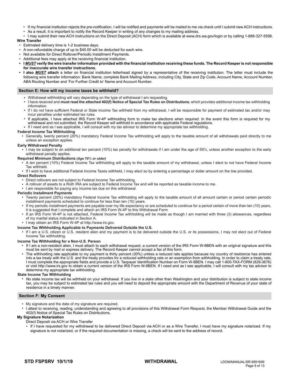 Plan 3 Member Withdrawal 401(A) Plan - Washington, Page 9