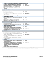DSHS Form 10-365 Attachment G Assisted Living Facility Resident Interview - Washington, Page 2