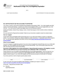 DSHS Form 10-378 Notification of Age Ten (10) Eligibility Expiration - Washington