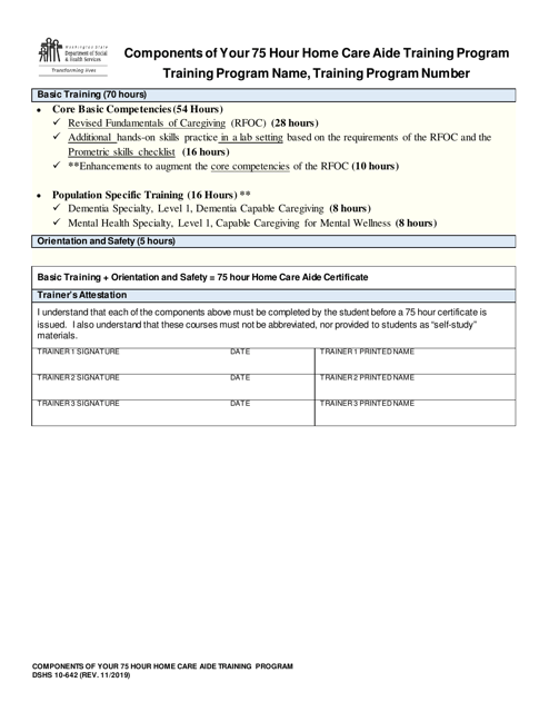 DSHS Form 10-642  Printable Pdf