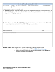DSHS Form 13-712 Behavioral Health Personal Care Request for Bho/ Mco Funding - Washington, Page 2